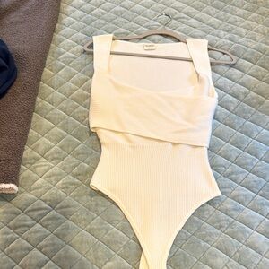 Abercrombie & Fitch Cream Ribbed Bodysuit